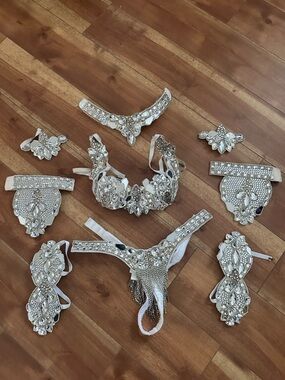 Embellished Crystal Festival Showgirl Bikini & Accessory Set